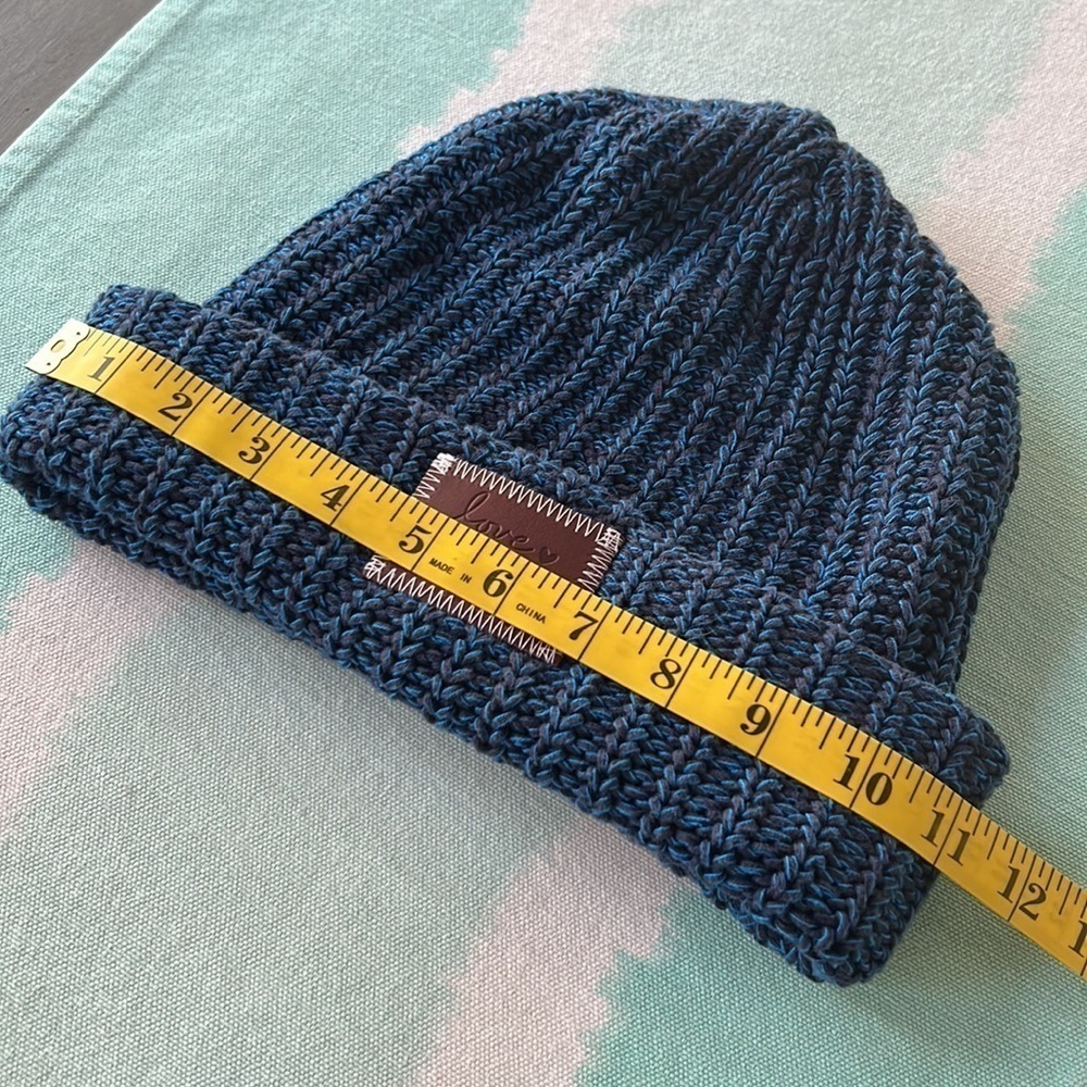 Love Your Melon Blue & Black Knit Beanie Hat Made in USA - Picture 5 of 7